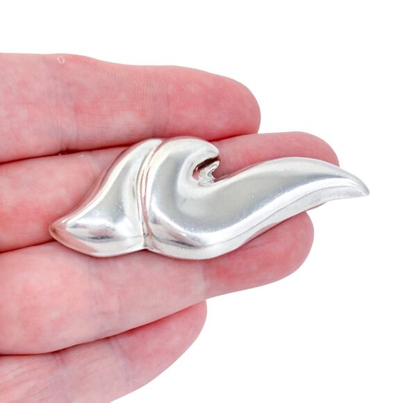 Vintage Mexico Taxco TJ-57 Sterling Silver 925 Modernist Abstract Flame Brooch - Picture 1 of 8